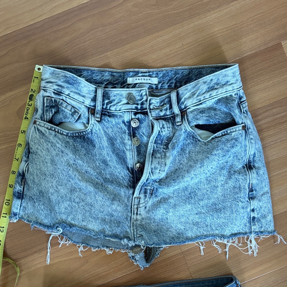 PacSun Light Blue Denim Frayed Shorts